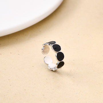 Black Enamel Silver Ring