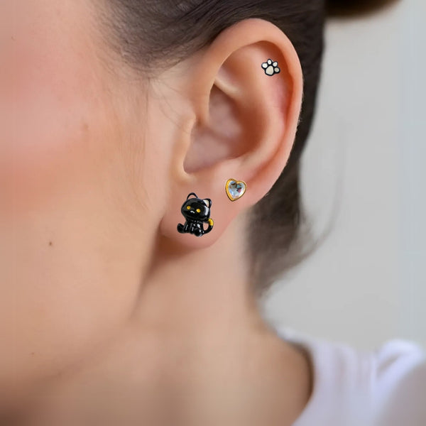 Black Kitty Studs Set Of 3