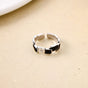 Overlapping Black Tile Silver Ring