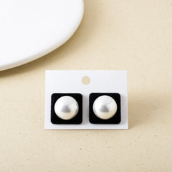 Black Velvet Pearl Square Studs