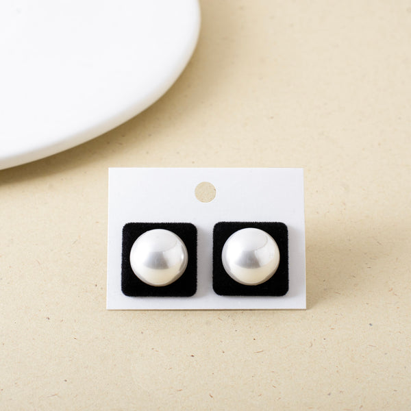 Black Velvet Pearl Square Studs