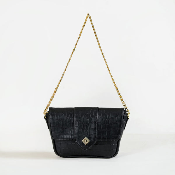 Black Textured Shoulder Bag