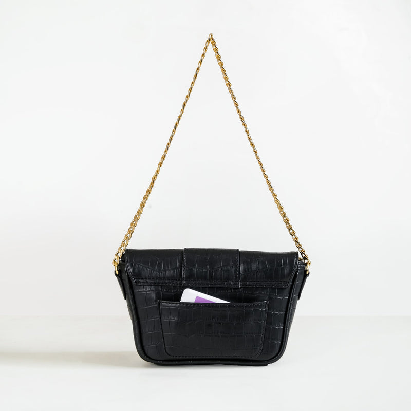 Black Textured Shoulder Bag