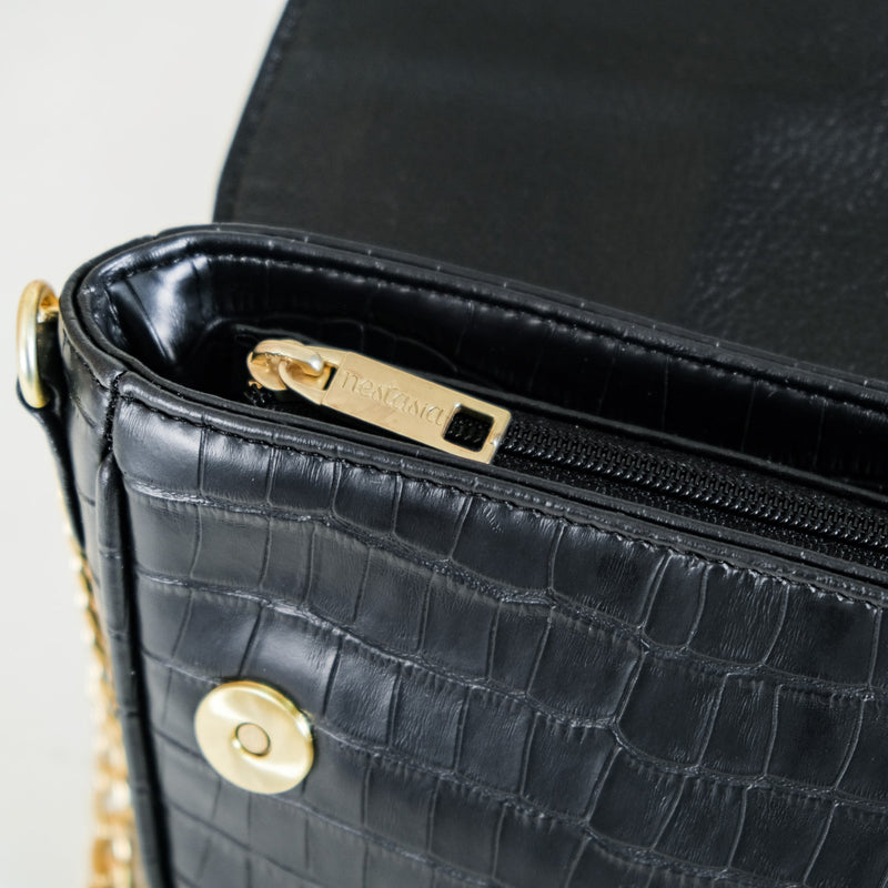 Black Textured Shoulder Bag