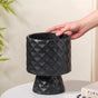 Geometric Textured Flower Vase Black