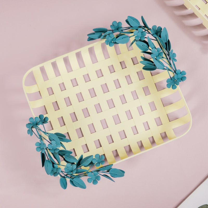 Bloom Metal Decorative Basket Yellow 13x10 Inch- Yellow Baskets for decor, decorative basket ideas, baskets for home decor, decorative baskets