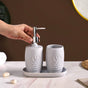 Zen Bloom Ceramic Bathroom Set of 3 Light Grey