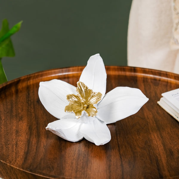 Orange Blossom Flower Showpiece White And Gold