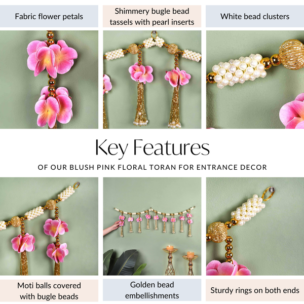 Blush Pink Floral Toran For Entrance Decor