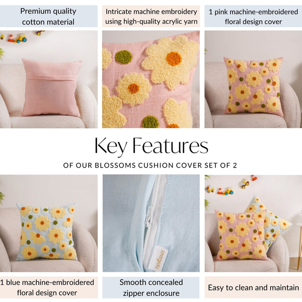 Blossoms Cushion Cover Set Of 2 40x40cm