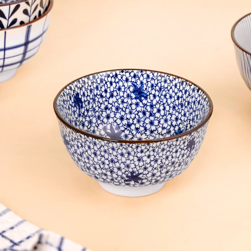 Blue Hue Ceramic Snack Bowl Set Of 5 350ml