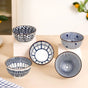 Blue Hue Ceramic Snack Bowl Set Of 5 350ml