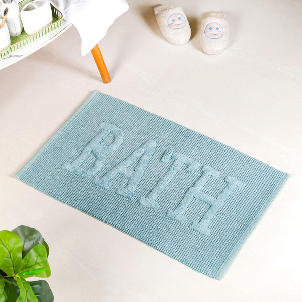 Ivory Blue Absorbent Bathroom Mat Large 32x20 Inch