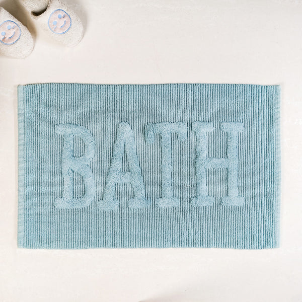 Ivory Blue Absorbent Bathroom Mat Large 32x20 Inch