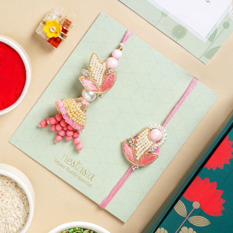 Blush And Pearl Rakhi Lumba Set
