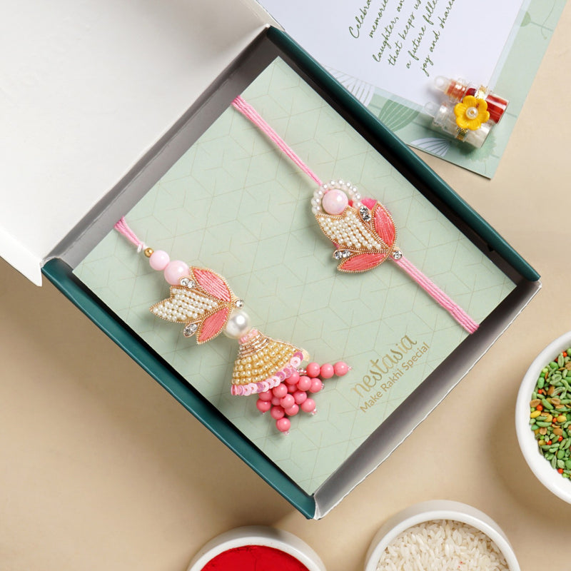Blush And Pearl Rakhi Lumba Set