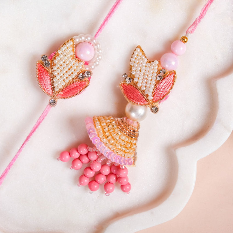 Blush And Pearl Rakhi Lumba Set