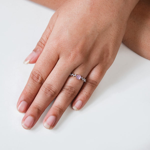 Blush Bloom Adjustable Floral Silver Ring