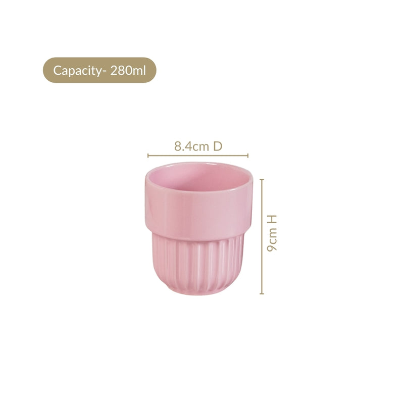 Blush Pink Ceramic Stackable Cup Set Of 4 280ml