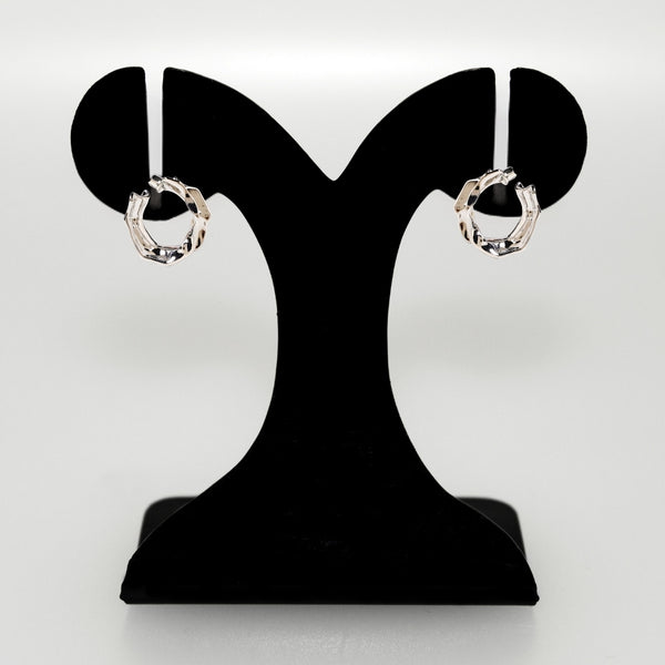 Bold Abstraction Silver Hoop Earrings