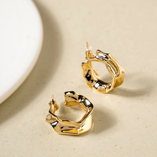 Bold Abstraction Gold Hoop Earrings