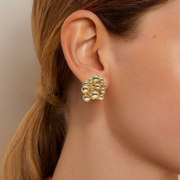 Gold Bold Beaded Cascade Earrings