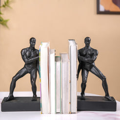 Musclebound Resin Bookend Set Black