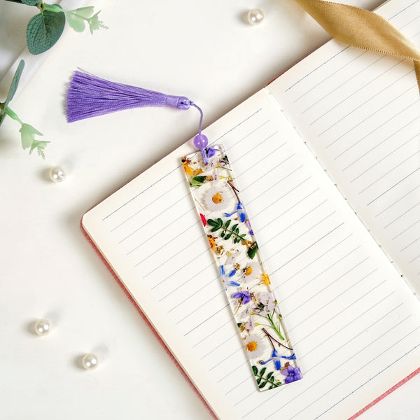 Floral Fables Resin Bookmark With Tassel