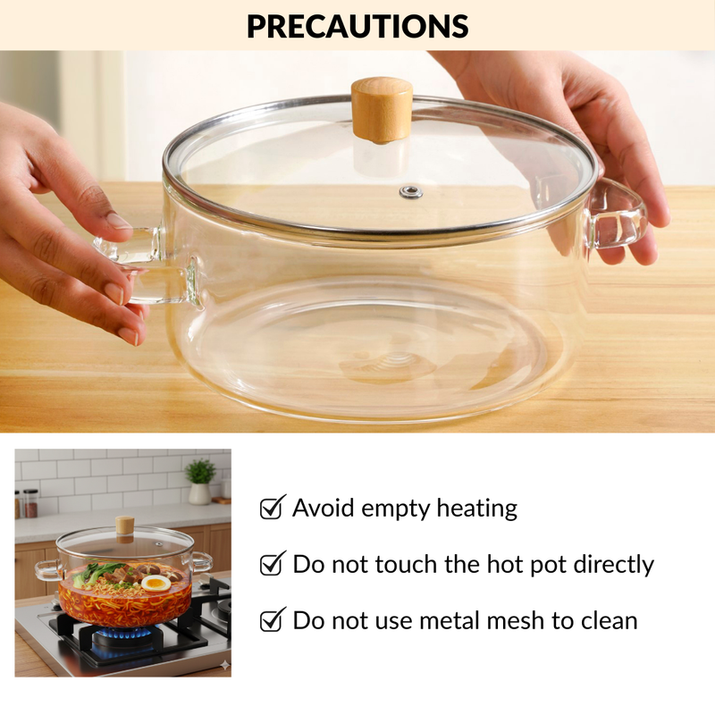 Borosilicate Glass Cooking Pot With Lid 2500ml
