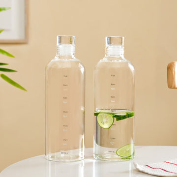 Transparent Borosilicate Glass Water Bottle Set Of 2 780ml