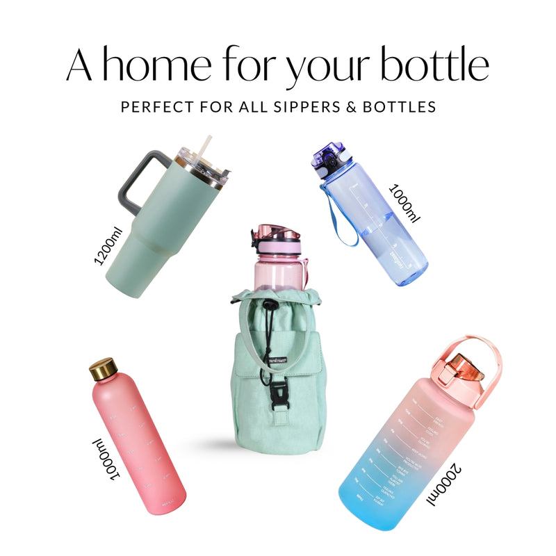 Chic Mint Drawstring Bottle Holder