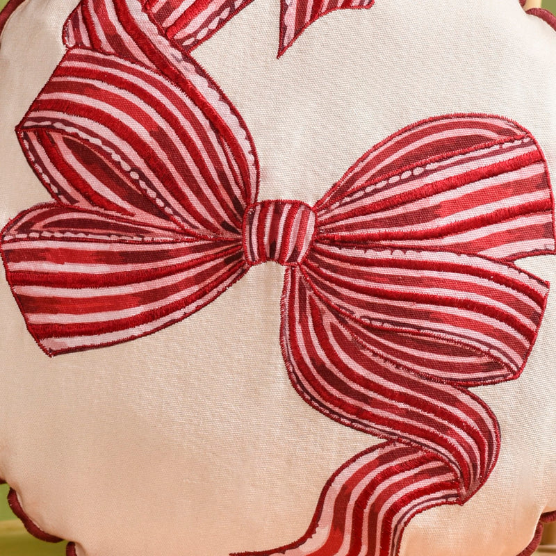 Bow Embroidered Cushion Cover 40cm