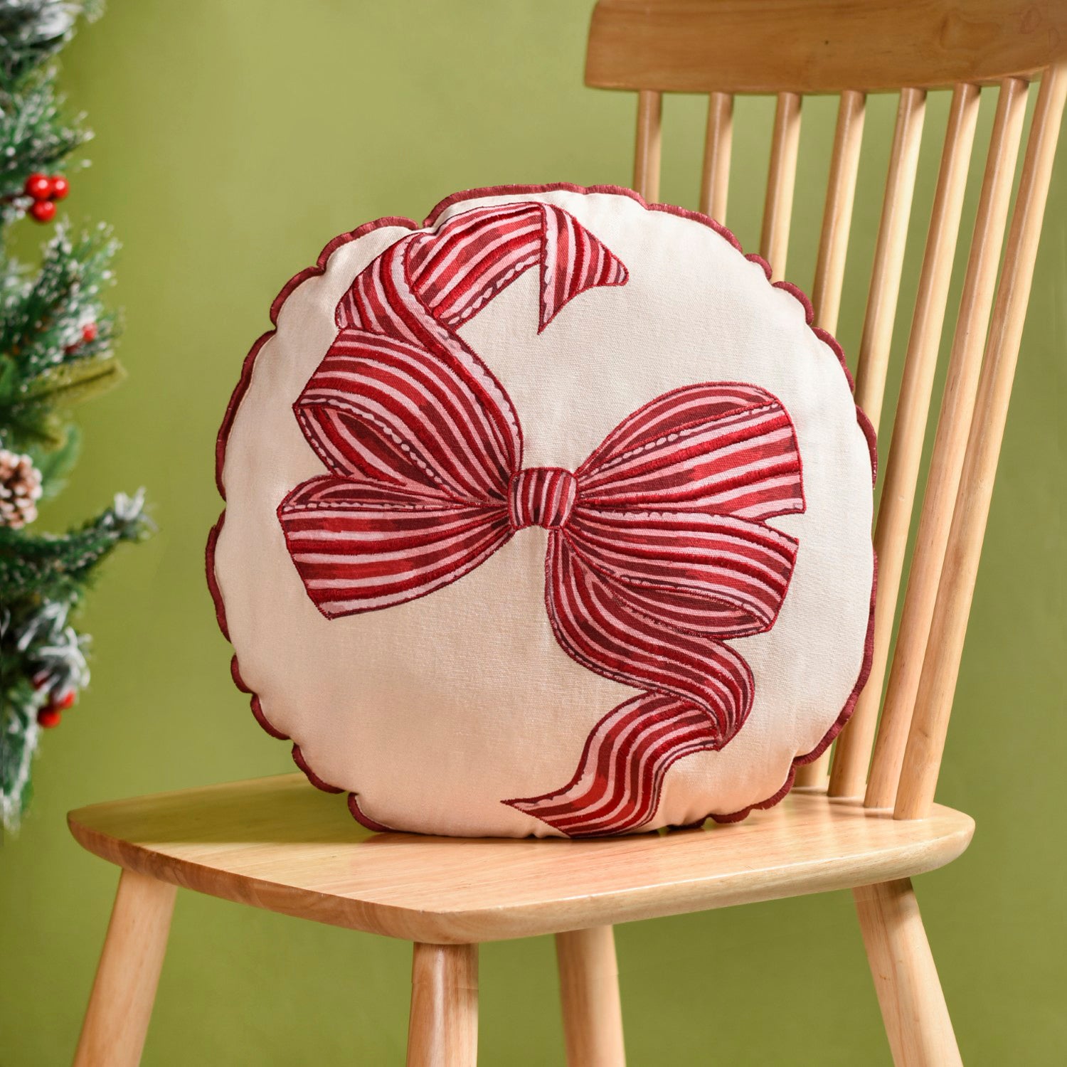 Bow Embroidered Cushion Cover 45cm