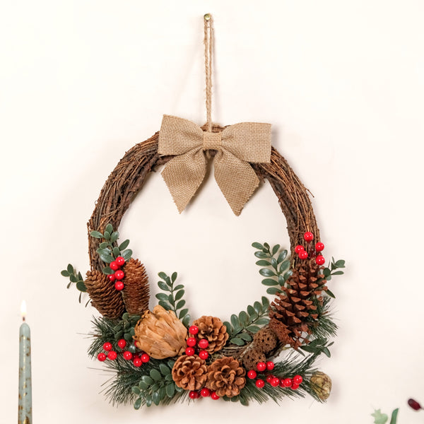 Berry Bow Ecofriendly Decorative Festive Wreath