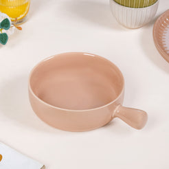 Beige Ceramic Bowl With Handle 650ml