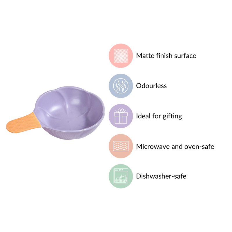 Ice Cream Cone Bowl With Handle Black Current 400 ml - Serving bowls, ceramic serving bowl, snack bowl, icecream bowl, ceramic bowl, bowl with handle