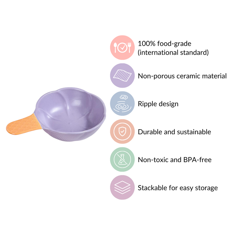 Ice Cream Cone Bowl With Handle Black Current 400 ml - Serving bowls, ceramic serving bowl, snack bowl, icecream bowl, ceramic bowl, bowl with handle