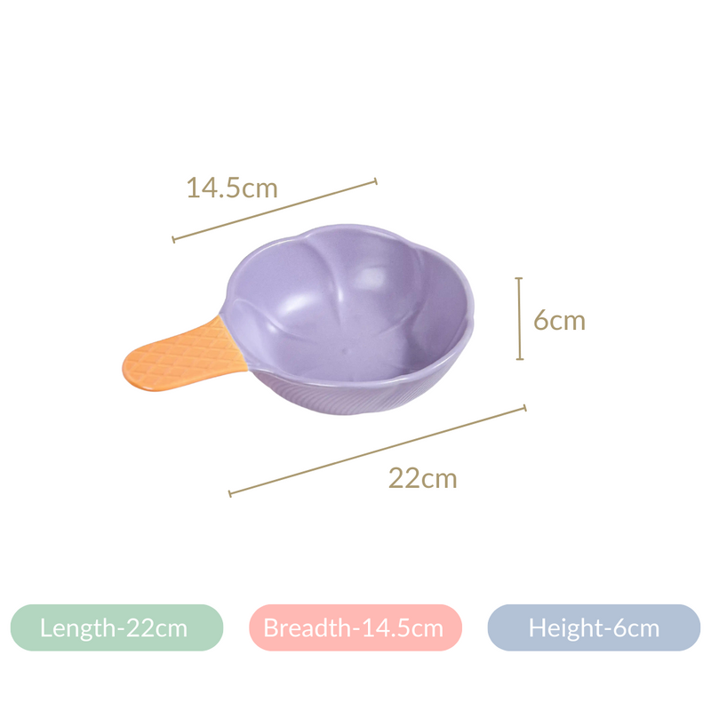 Ice Cream Cone Bowl With Handle Black Current 400 ml - Serving bowls, ceramic serving bowl, snack bowl, icecream bowl, ceramic bowl, bowl with handle