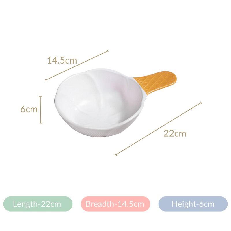 Ice Cream Bowl With Handle Vanilla 400 ml- ice cream bowl, dessert bowl, snack bowls | Ice cream bowls for table decor