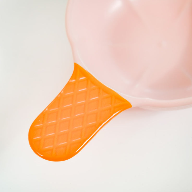 Ice Cream Bowl With Handle Strawberry Pink 400 ml - Serving bowl, ceramic serving bowl, large bowl, bowl with handle, colourful bowl