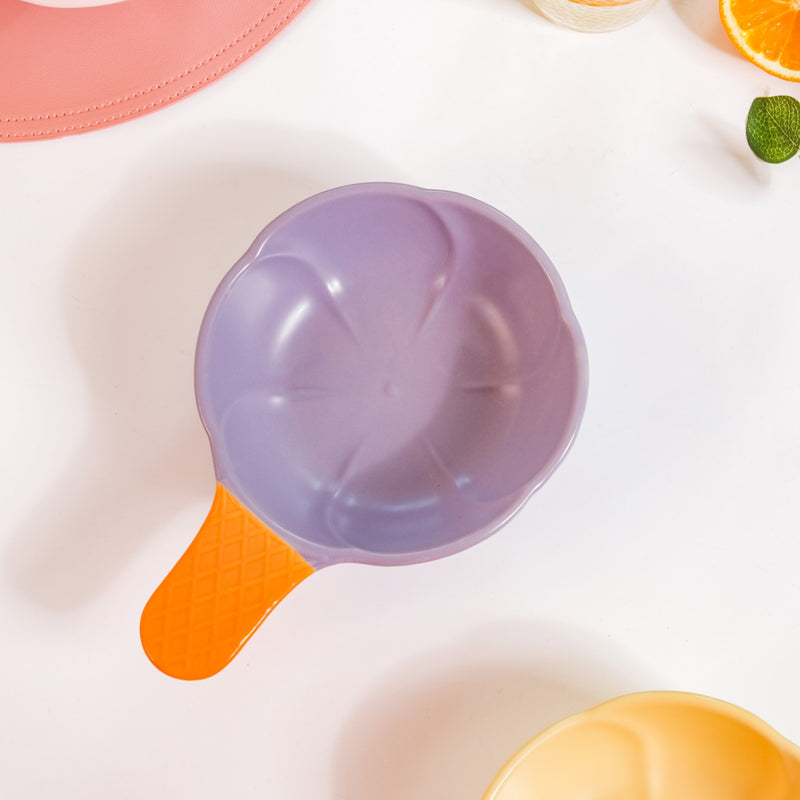 Ice Cream Cone Bowl With Handle Black Current 400 ml - Serving bowls, ceramic serving bowl, snack bowl, icecream bowl, ceramic bowl, bowl with handle