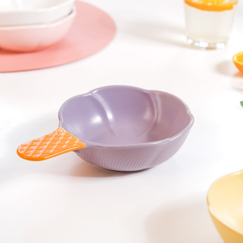 Ice Cream Cone Bowl With Handle Black Current 400 ml - Serving bowls, ceramic serving bowl, snack bowl, icecream bowl, ceramic bowl, bowl with handle