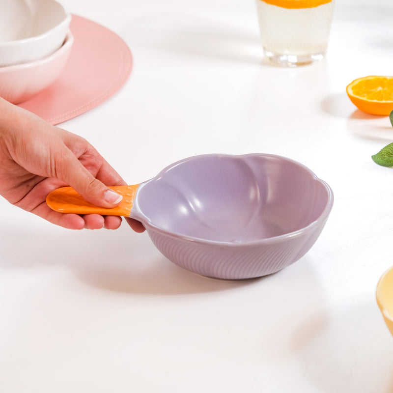 Ice Cream Cone Bowl With Handle Black Current 400 ml - Serving bowls, ceramic serving bowl, snack bowl, icecream bowl, ceramic bowl, bowl with handle