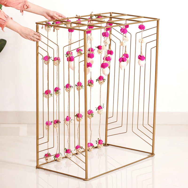 Box Frame Metal Backdrop For Puja Altar