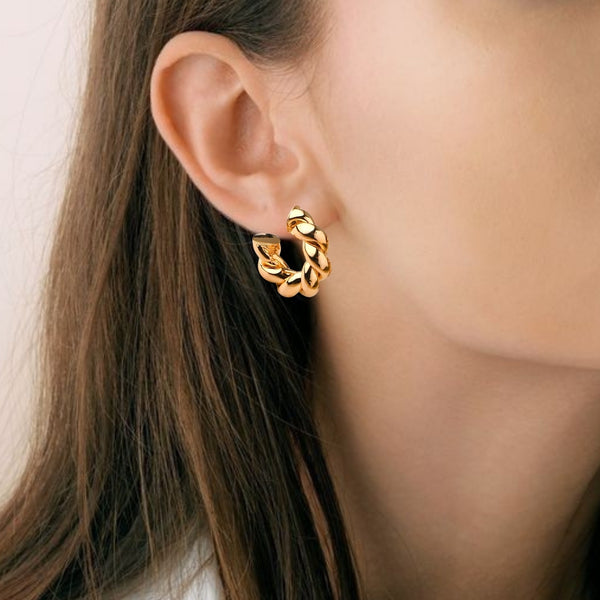 Braided In Gold Chunky Hoop Earrings