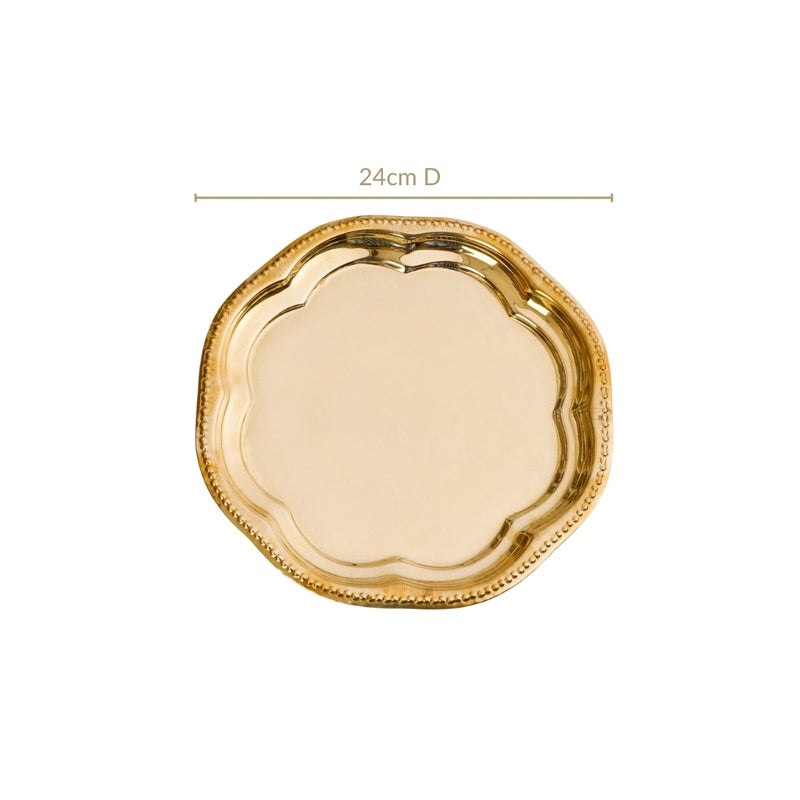 Brass Floral Tray For Festive Decor