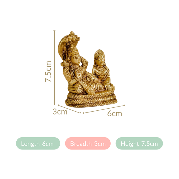 Brass Idol Of Lord Vishnu And Laxmi On Sheshnag 7cm