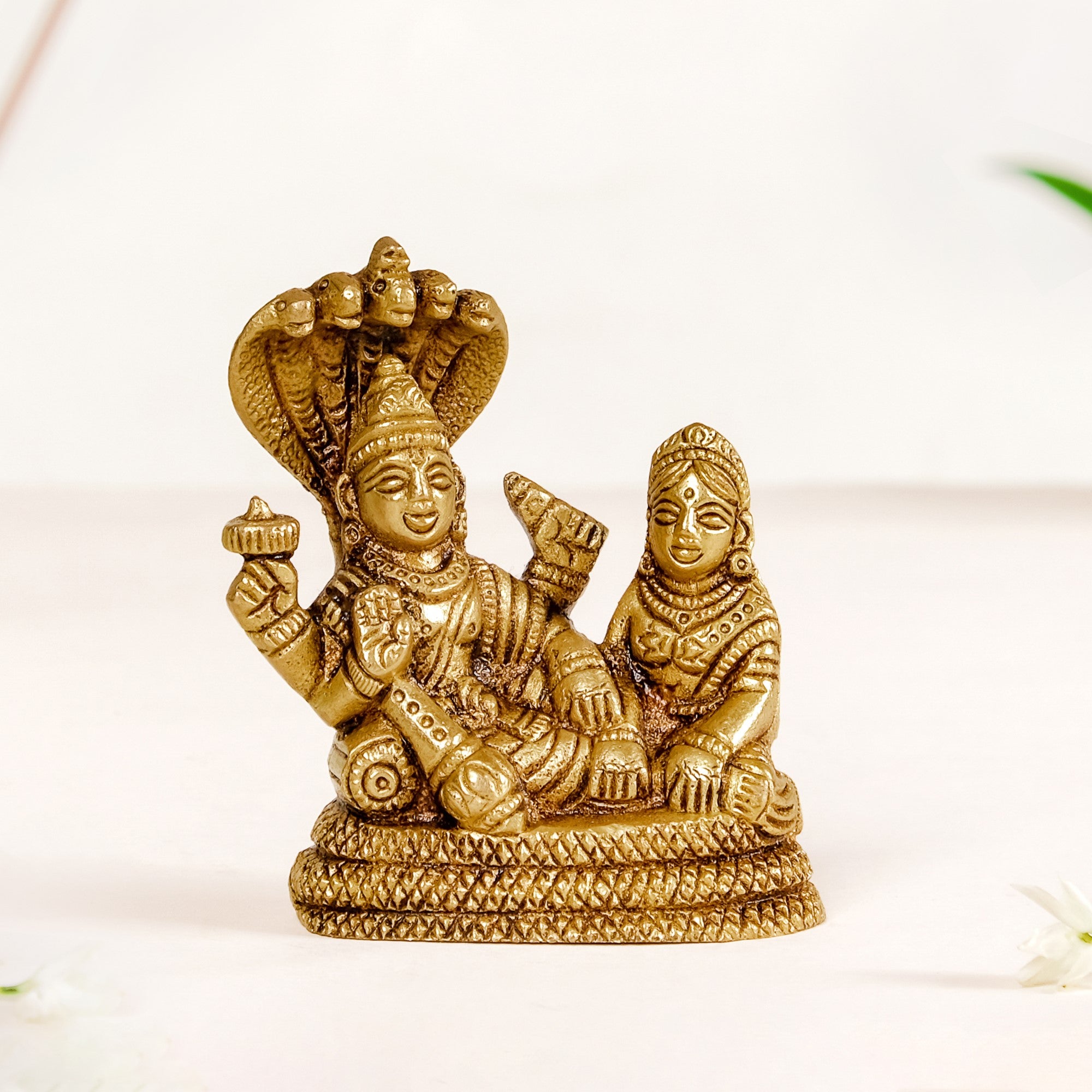 Brass Idol Of Lord Vishnu And Laxmi On Sheshnag Online - Premium ...