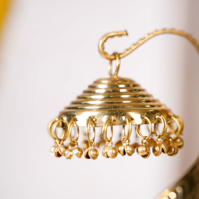 Brass Laddu Gopal Singhasan With Lotus And Peacock Embossing