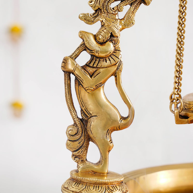 Brass Laddu Gopal Decorative Urli Bowl With Swing- Brass Laddu Gopal Urli, Decorative Urli Bowl, Swinging Laddu Gopal, Brass Home Decor